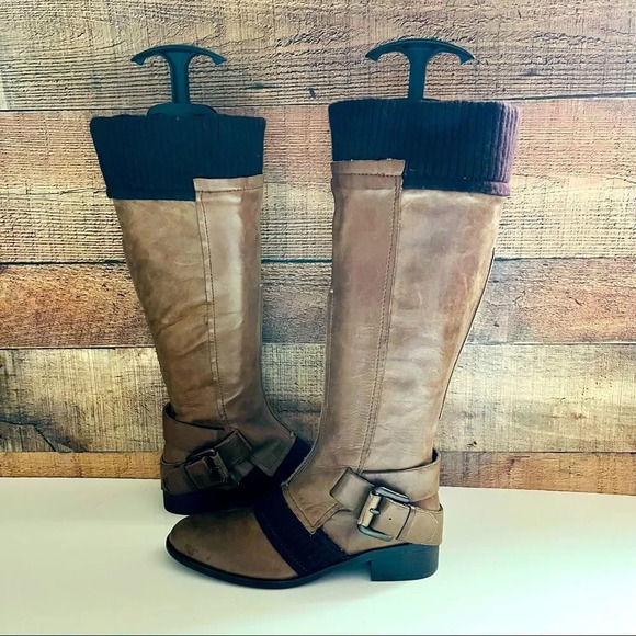 NWT Apepazza Zebu Leather Knit Boots - Picture 1 of 10